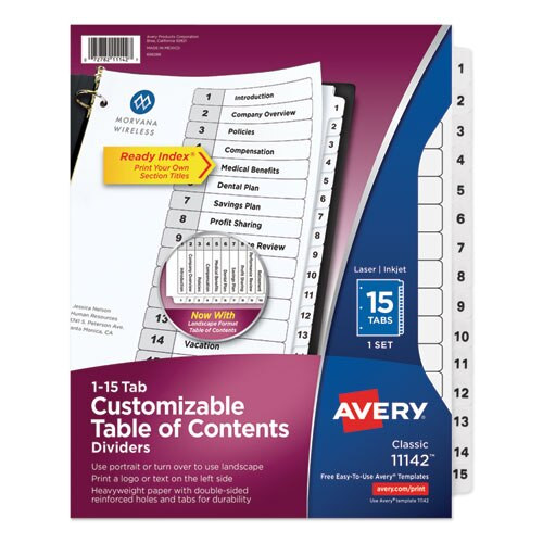 Customizable Toc Ready Index Black And White Dividers, 15-tab, Letter Customizable Toc Ready Index Black And White Dividers, 15-tab, Letter