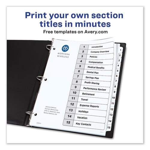 Customizable Toc Ready Index Black And White Dividers, 15-tab, Letter Customizable Toc Ready Index Black And White Dividers, 15-tab, Letter