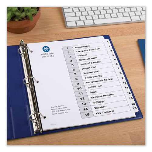 Customizable Toc Ready Index Black And White Dividers, 15-tab, Letter Customizable Toc Ready Index Black And White Dividers, 15-tab, Letter