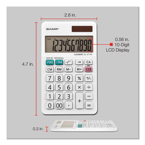 El-377wb Large Pocket Calculator, 10-digit Lcd El-377wb Large Pocket Calculator, 10-digit Lcd