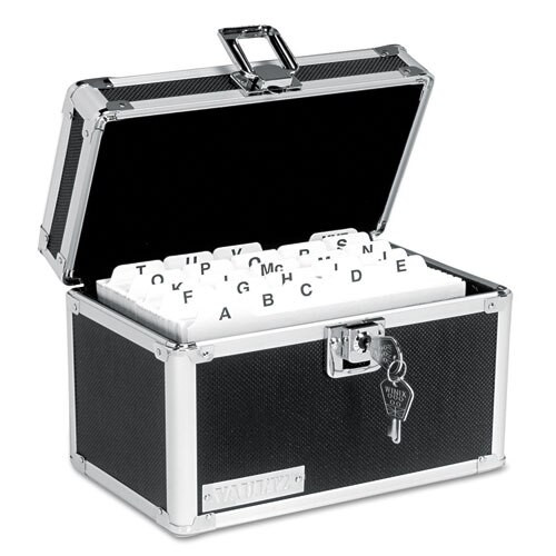 Vaultz Locking Index Card File With Flip Top Holds 350 3 X 5 Cards, Black Vaultz Locking Index Card File With Flip Top Holds 350 3 X 5 Cards, Black