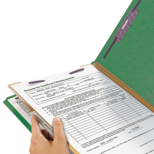Four-section Pressboard Top Tab Classification Folders With Safeshield Fasteners, 1 Divider, Legal Size, Green, 10/box Four-section Pressboard Top Tab Classification Folders With Safeshield Fasteners, 1 Divider, Legal Size, Green, 10/box