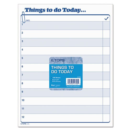 "things To Do Today" Daily Agenda Pad, 8 1/2 X 11, 100 Forms "things To Do Today" Daily Agenda Pad, 8 1/2 X 11, 100 Forms