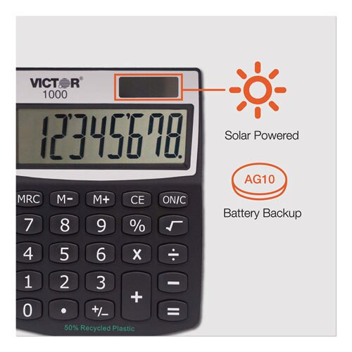 1000 Minidesk Calculator, Solar/battery, 8-digit Lcd 1000 Minidesk Calculator, Solar/battery, 8-digit Lcd
