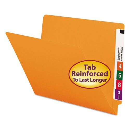 Reinforced End Tab Colored Folders, Straight Tab, Letter Size, Orange, 100/box Reinforced End Tab Colored Folders, Straight Tab, Letter Size, Orange, 100/box