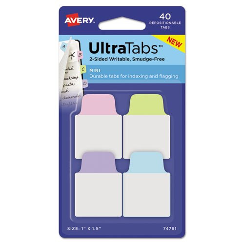 Ultra Tabs Repositionable Mini Tabs, 1/5-cut Tabs, Assorted Pastels, 1" Wide, 40/pack Ultra Tabs Repositionable Mini Tabs, 1/5-cut Tabs, Assorted Pastels, 1" Wide, 40/pack