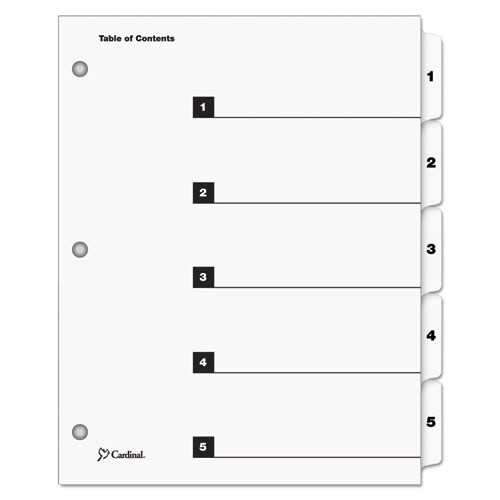 Onestep Printable Table Of Contents And Dividers, 5-tab, 1 To 5, 11 X 8.5, White, 1 Set Onestep Printable Table Of Contents And Dividers, 5-tab, 1 To 5, 11 X 8.5, White, 1 Set