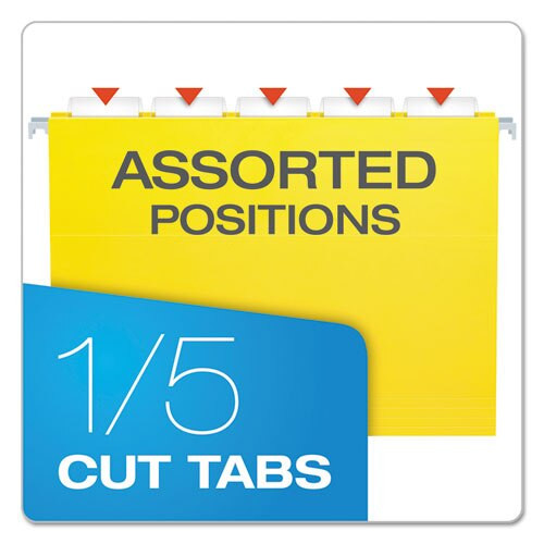 Colored Hanging Folders, Letter Size, 1/5-cut Tab, Yellow, 25/box Colored Hanging Folders, Letter Size, 1/5-cut Tab, Yellow, 25/box