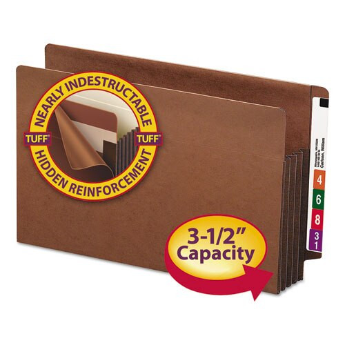 Heavy-duty Redrope End Tab Tuff Pockets, 3.5" Expansion, Legal Size, Redrope, 10/box Heavy-duty Redrope End Tab Tuff Pockets, 3.5" Expansion, Legal Size, Redrope, 10/box