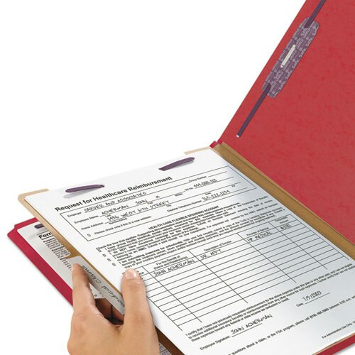 Four-section Pressboard Top Tab Classification Folders With Safeshield Fasteners, 1 Divider, Letter Size, Bright Red, 10/box Four-section Pressboard Top Tab Classification Folders With Safeshield Fasteners, 1 Divider, Letter Size, Bright Red, 10/box