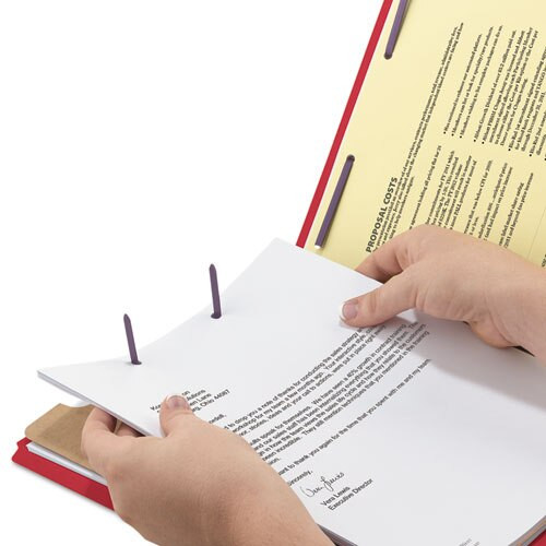 Four-section Pressboard Top Tab Classification Folders With Safeshield Fasteners, 1 Divider, Letter Size, Bright Red, 10/box Four-section Pressboard Top Tab Classification Folders With Safeshield Fasteners, 1 Divider, Letter Size, Bright Red, 10/box