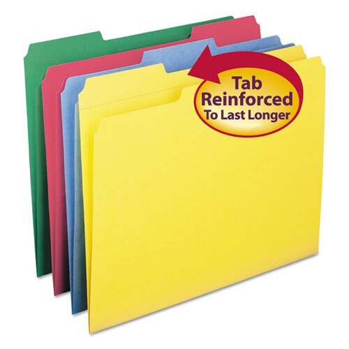 Reinforced Top Tab Colored File Folders, 1/3-cut Tabs, Letter Size, Assorted, 12/pack Reinforced Top Tab Colored File Folders, 1/3-cut Tabs, Letter Size, Assorted, 12/pack