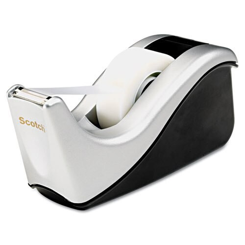 Value Desktop Tape Dispenser, Attached 1" Core, Black/silver Value Desktop Tape Dispenser, Attached 1" Core, Black/silver