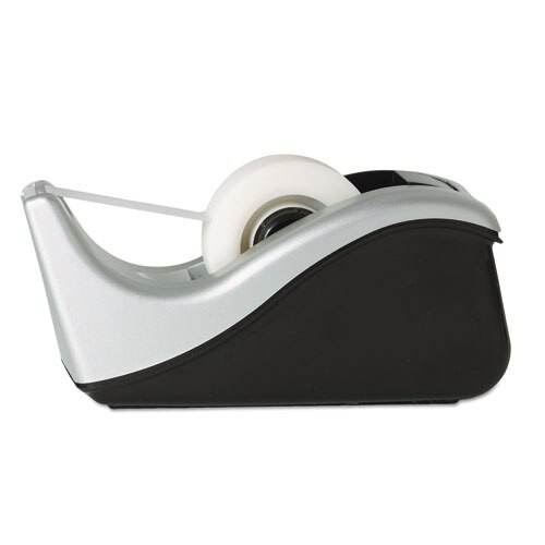 Value Desktop Tape Dispenser, Attached 1" Core, Black/silver Value Desktop Tape Dispenser, Attached 1" Core, Black/silver