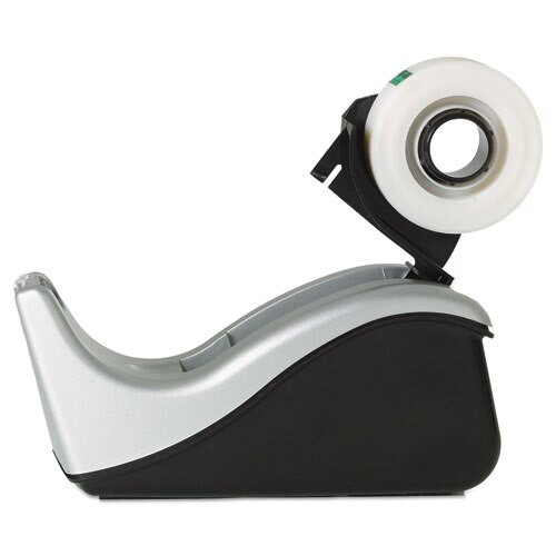 Value Desktop Tape Dispenser, Attached 1" Core, Black/silver Value Desktop Tape Dispenser, Attached 1" Core, Black/silver