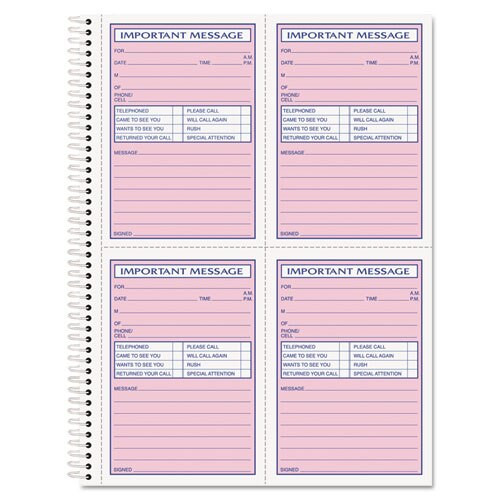 Telephone Message Book With Fax/mobile Section, 4-1/4 X 5 1/2, Two-part, 50/book Telephone Message Book With Fax/mobile Section, 4-1/4 X 5 1/2, Two-part, 50/book