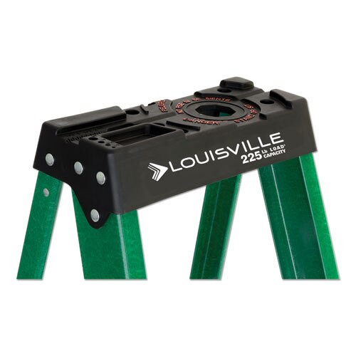 Fiberglass Step Ladder, 8 Ft Working Height, 225 Lbs Capacity, 7 Step, Green/black Fiberglass Step Ladder, 8 Ft Working Height, 225 Lbs Capacity, 7 Step, Green/black