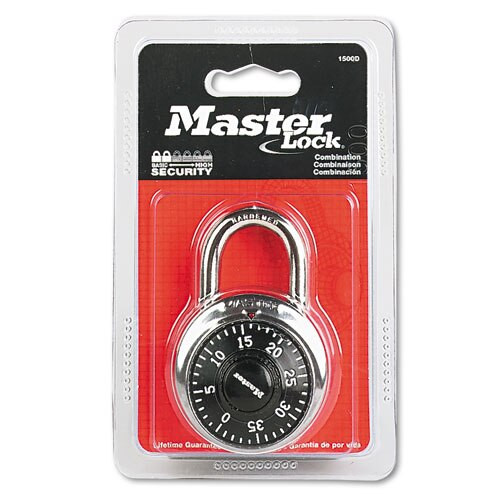 Combination Lock, Stainless Steel, 1 7/8" Wide, Black Dial Combination Lock, Stainless Steel, 1 7/8" Wide, Black Dial
