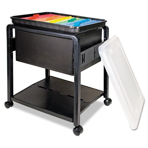 Folding Mobile File Cart, 14.5w X 18.5d X 21.75h, Clear/black Folding Mobile File Cart, 14.5w X 18.5d X 21.75h, Clear/black