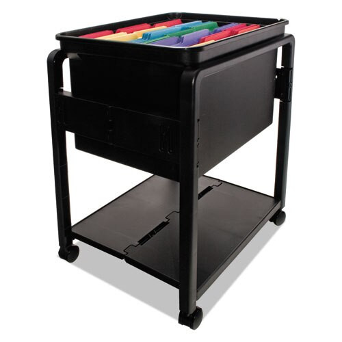Folding Mobile File Cart, 14.5w X 18.5d X 21.75h, Clear/black Folding Mobile File Cart, 14.5w X 18.5d X 21.75h, Clear/black
