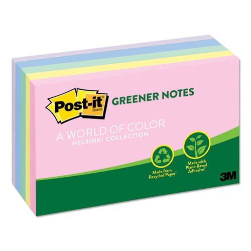 Recycled Note Pads, 3 X 5, Assorted Helsinki Colors, 100-sheet, 5/pack Recycled Note Pads, 3 X 5, Assorted Helsinki Colors, 100-sheet, 5/pack