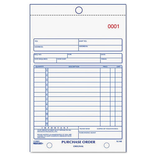 Purchase Order Book, Bottom Punch, 5 1/2 X 7 7/8, 3-part Carbonless, 50 Forms Purchase Order Book, Bottom Punch, 5 1/2 X 7 7/8, 3-part Carbonless, 50 Forms