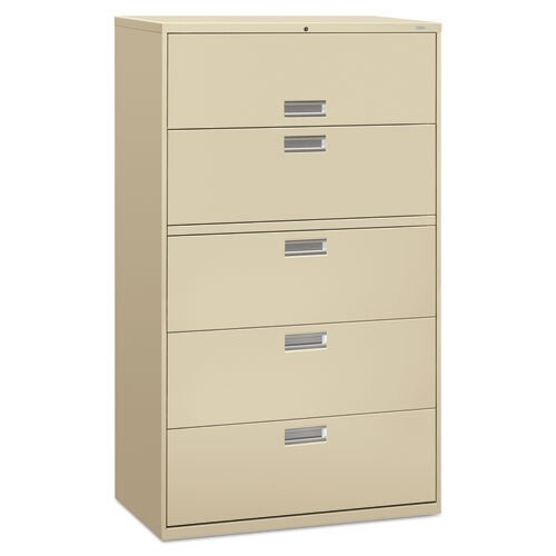 600 Series Five-drawer Lateral File, 42w X 18d X 64.25h, Putty 600 Series Five-drawer Lateral File, 42w X 18d X 64.25h, Putty