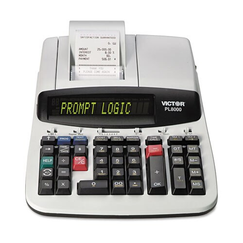 Pl8000 One-color Prompt Logic Printing Calculator, Black Print, 8 Lines/sec Pl8000 One-color Prompt Logic Printing Calculator, Black Print, 8 Lines/sec