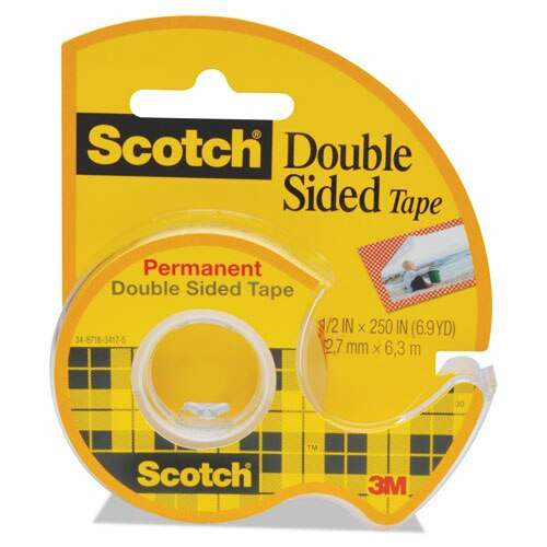 Double-sided Permanent Tape In Handheld Dispenser, 1" Core, 0.5" X 20.83 Ft, Clear Double-sided Permanent Tape In Handheld Dispenser, 1" Core, 0.5" X 20.83 Ft, Clear