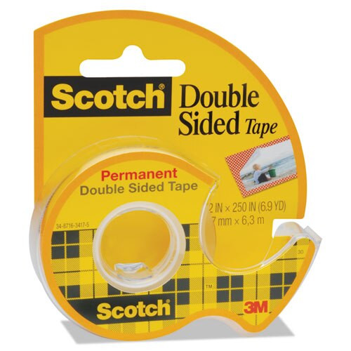 Double-sided Permanent Tape In Handheld Dispenser, 1" Core, 0.5" X 20.83 Ft, Clear Double-sided Permanent Tape In Handheld Dispenser, 1" Core, 0.5" X 20.83 Ft, Clear
