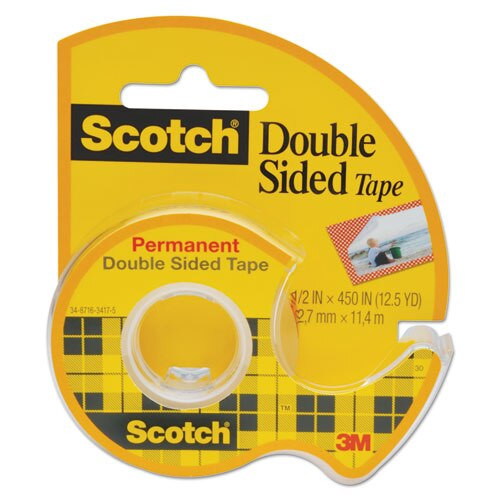 Double-sided Permanent Tape In Handheld Dispenser, 1" Core, 0.5" X 20.83 Ft, Clear Double-sided Permanent Tape In Handheld Dispenser, 1" Core, 0.5" X 20.83 Ft, Clear