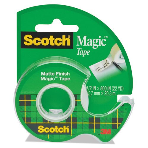 Magic Tape In Handheld Dispenser, 1" Core, 0.5" X 66.66 Ft, Clear Magic Tape In Handheld Dispenser, 1" Core, 0.5" X 66.66 Ft, Clear
