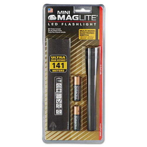 Mini Led Flashlight, 2 Aa Batteries (included), Black Mini Led Flashlight, 2 Aa Batteries (included), Black