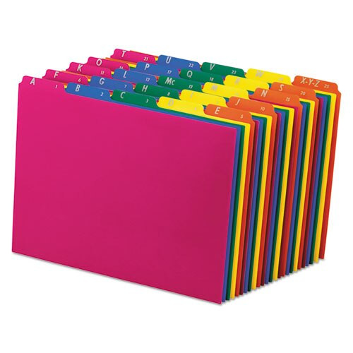 Poly Top Tab File Guides, 1/5-cut Top Tab, A To Z, 8.5 X 11, Assorted Colors, 25/set Poly Top Tab File Guides, 1/5-cut Top Tab, A To Z, 8.5 X 11, Assorted Colors, 25/set