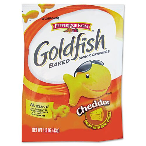 Goldfish Crackers, Cheddar, Single-serve Snack, 1.5oz Bag, 72/carton Goldfish Crackers, Cheddar, Single-serve Snack, 1.5oz Bag, 72/carton