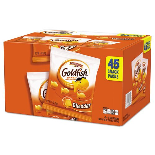 Goldfish Crackers, Cheddar, Single-serve Snack, 1.5oz Bag, 72/carton Goldfish Crackers, Cheddar, Single-serve Snack, 1.5oz Bag, 72/carton