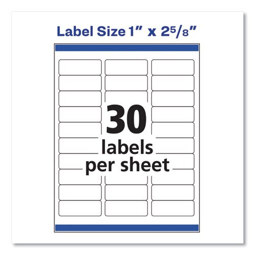Easy Peel White Address Labels W/ Sure Feed Technology, Laser Printers, 1 X 2.63, White, 30/sheet, 100 Sheets/box Easy Peel White Address Labels W/ Sure Feed Technology, Laser Printers, 1 X 2.63, White, 30/sheet, 100 Sheets/box