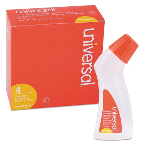 Envelope Moistener With Adhesive, 2.2 Oz Bottle, Clear, 4/pack Envelope Moistener With Adhesive, 2.2 Oz Bottle, Clear, 4/pack