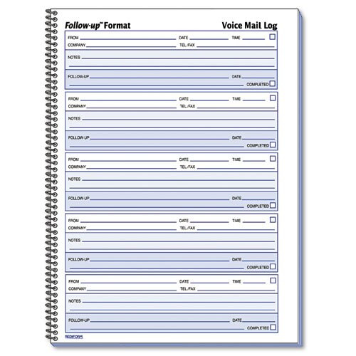 Voice Mail Wirebound Log Books, 8 X 10 5/8, 500 Sets/book Voice Mail Wirebound Log Books, 8 X 10 5/8, 500 Sets/book