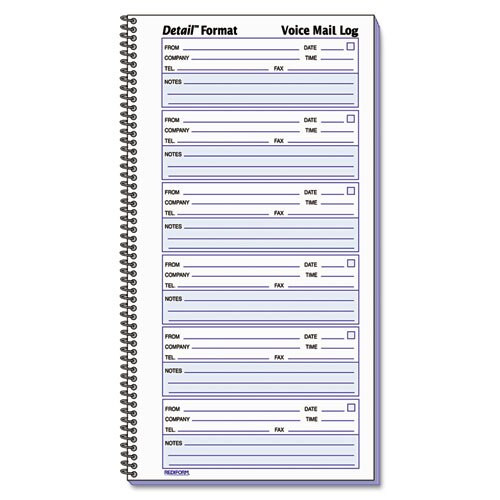 Voice Mail Wirebound Log Books, 8 X 10 5/8, 500 Sets/book Voice Mail Wirebound Log Books, 8 X 10 5/8, 500 Sets/book