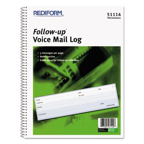 Voice Mail Wirebound Log Books, 8 X 10 5/8, 500 Sets/book Voice Mail Wirebound Log Books, 8 X 10 5/8, 500 Sets/book