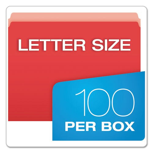 Colored File Folders, Straight Tab, Letter Size, Red/light Red, 100/box Colored File Folders, Straight Tab, Letter Size, Red/light Red, 100/box