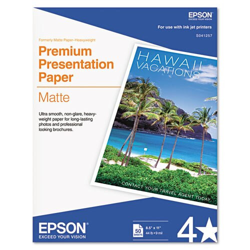 Premium Matte Presentation Paper, 9 Mil, 8.5 X 11, Matte Bright White, 50/pack Premium Matte Presentation Paper, 9 Mil, 8.5 X 11, Matte Bright White, 50/pack