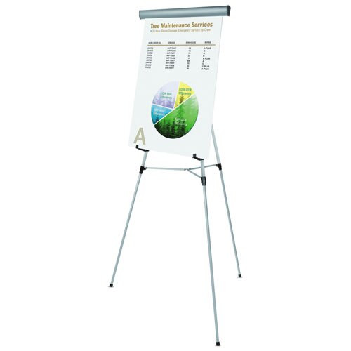 Telescoping Tripod Display Easel, Adjusts 38" To 69" High, Metal, Silver Telescoping Tripod Display Easel, Adjusts 38" To 69" High, Metal, Silver
