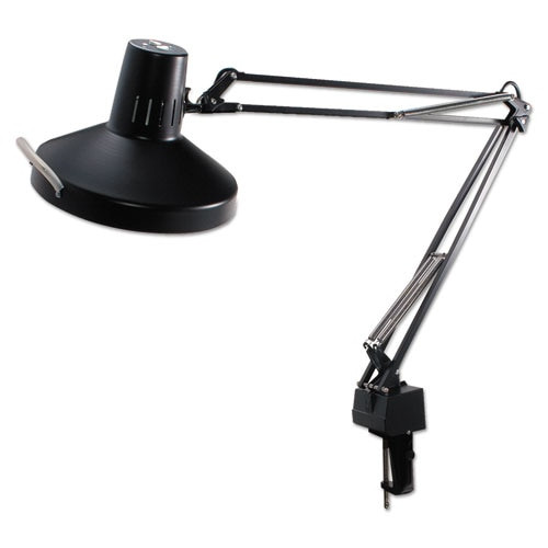 Three-way Incandescent/fluorescent Clamp-on Lamp, 9.38"w X 9.38"d X 44.5"h, Black Three-way Incandescent/fluorescent Clamp-on Lamp, 9.38"w X 9.38"d X 44.5"h, Black