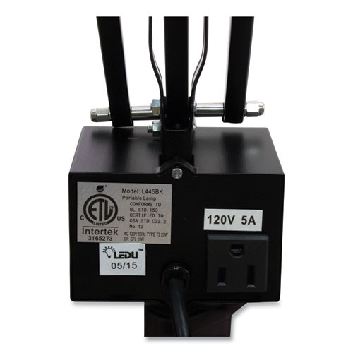 Three-way Incandescent/fluorescent Clamp-on Lamp, 9.38"w X 9.38"d X 44.5"h, Black Three-way Incandescent/fluorescent Clamp-on Lamp, 9.38"w X 9.38"d X 44.5"h, Black