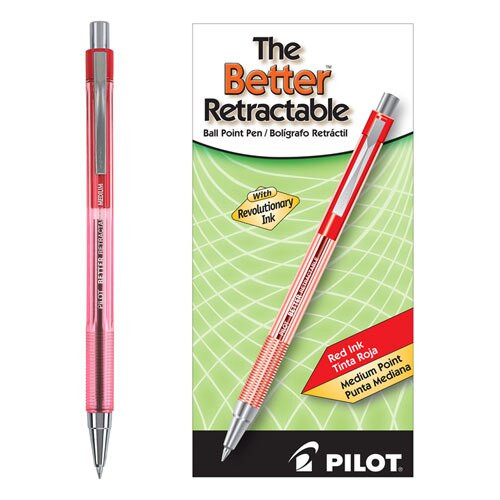 Better Retractable Ballpoint Pen, Medium 1mm, Red Ink, Translucent Red Barrel, Dozen Better Retractable Ballpoint Pen, Medium 1mm, Red Ink, Translucent Red Barrel, Dozen