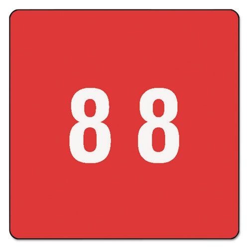 Numerical End Tab File Folder Labels, 8, 1.5 X 1.5, Red, 250/roll