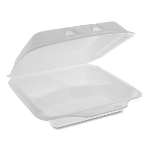 Smartlock Foam Hinged Containers, Small, 7.5 X 8 X 2.63, 3-compartment, White, 150/carton Smartlock Foam Hinged Containers, Small, 7.5 X 8 X 2.63, 3-compartment, White, 150/carton