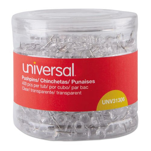 Clear Push Pins, Plastic, 3/8", 400/pack Clear Push Pins, Plastic, 3/8", 400/pack